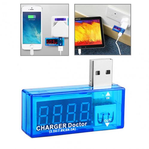 Docteur de charge USB / Testeur de courant pour téléphones portables / tablettes (bleu) SH07051810-07