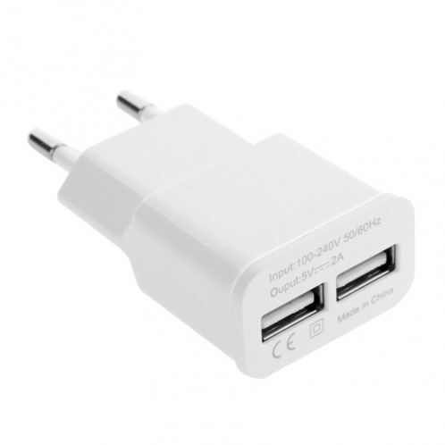 5V 2A UE Plug Double USB Chargeur Adaptateur pour Galaxy S5 / S4 / Note 4 / Note 8.0 SH08901892-04