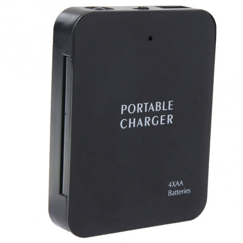 Chargeur portable avec batterie de poche USB 2.0, 4 piles AA, avec lampe de poche (noir) SH987B1989-06