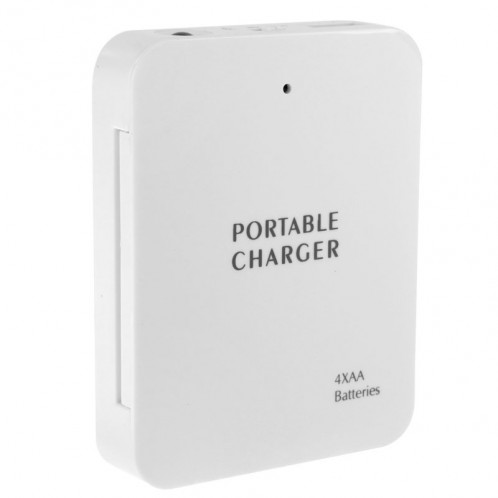 Chargeur portable avec batterie de poche USB 2.0, 4 piles AA, avec lampe de poche (blanc) SH987W465-06