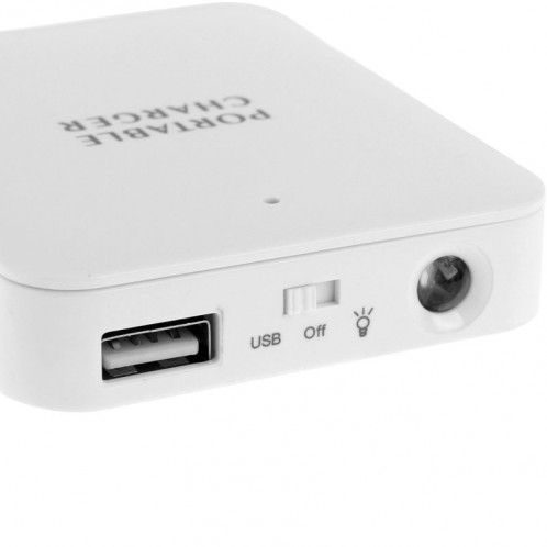 Chargeur portable avec batterie de poche USB 2.0, 4 piles AA, avec lampe de poche (blanc) SH987W465-06