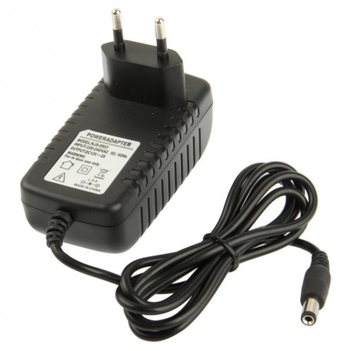 Adaptateur secteur de haute qualité AC 100-240V à DC 12V 2A, embouts: 5,5 x 2,1 mm, longueur du câble: 1 m (noir) SH002A1616-04