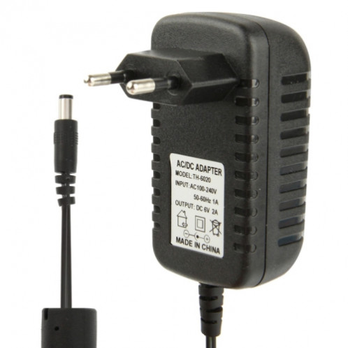Adaptateur secteur de haute qualité AC 100-240V à DC 6V 2A, embouts: 5,5 x 2,1 mm, longueur du câble: 1,1 m (noir) SH5003848-04