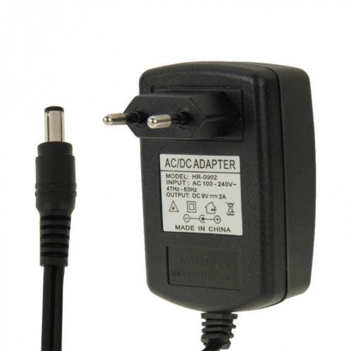 Adaptateur secteur de haute qualité EU Plug AC 100-240V à DC 9V 2A, embouts: 5,5 x 2,1 mm, longueur du câble: 1 m SH5009626-05
