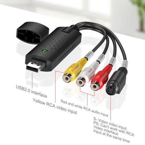 DVD Maker USB 2.0 Capture et édition vidéo (Easy CAP), prise en charge du format de compression MPEG-1 / MPEG-2, puce: EM2860, DC60 + SH050B1160-012