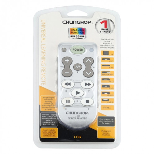 Télécommande d'apprentissage universelle ChunGhop L102 (blanche) SC10061913-09