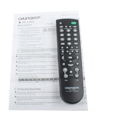 Télécommande universelle pour téléviseur Chunghop (RM-139ES) (noire) SC10111672-05