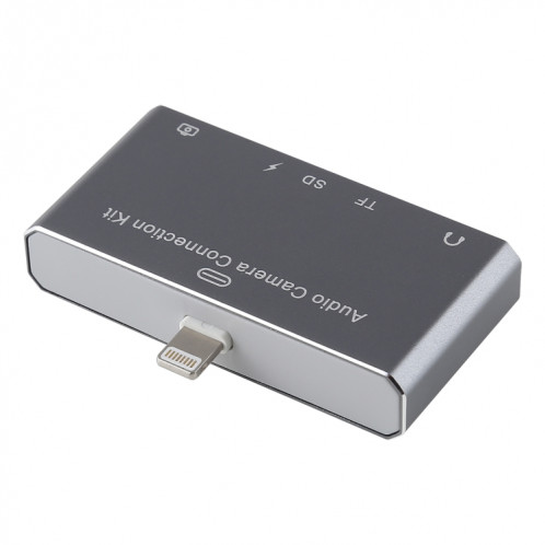 D-198 5 en 1 8 broches vers USB HUB + USB-C / Type-C + écouteur 3,5 mm + lecteur de carte SD + TF pour MacBook, PC, ordinateur portable, téléphones intelligents SH1310359-010