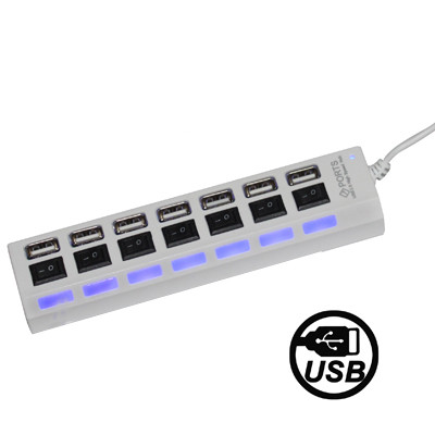 Hub USB 2.0 7 ports, avec 7 commutateurs et 7 LED, blanc (blanc) S7212W1328-02