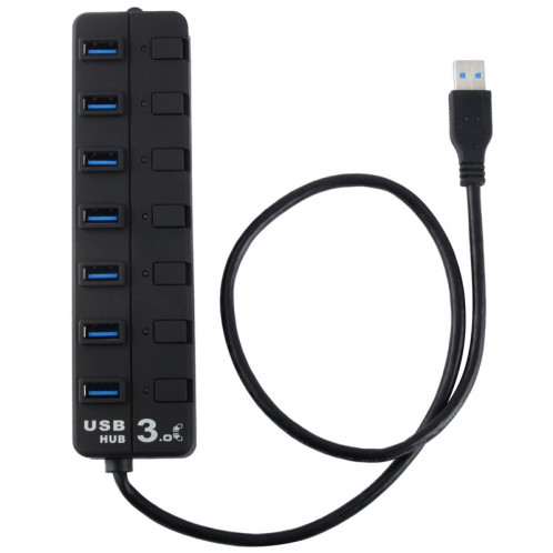 5Gbps Super Speed ​​7 Ports USB 3.0 HUB avec Indication LED pour ordinateur portable PC Mac, Noir (3007) (Noir) S510111055-05