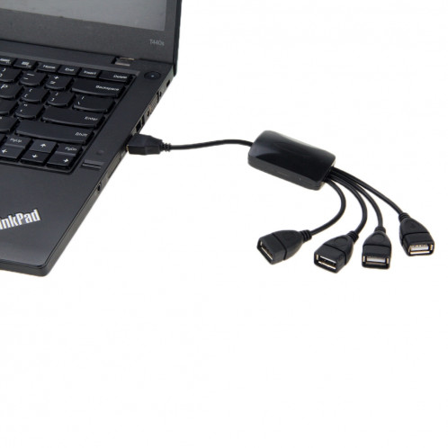 Universal 4 ports USB 2.0 480Mbps haute vitesse câble Hub pour PC (noir) SU025A184-06