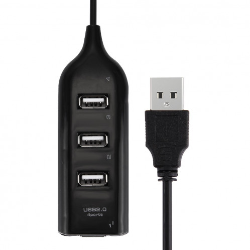 4 Ports USB 2.0 HUB, Longueur du câble: 30cm (Noir) S410341873-05