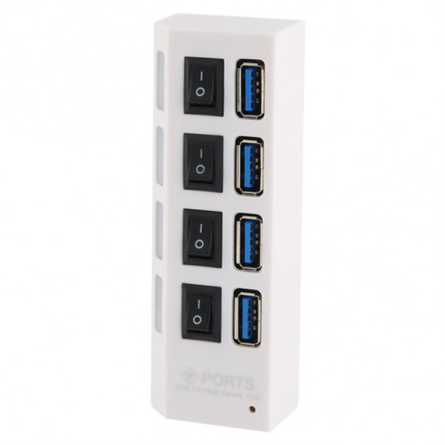 4 Ports USB 3.0 HUB, Super Vitesse 5Gbps, Plug and Play, Support 1 To (Blanc) S4007W674-07