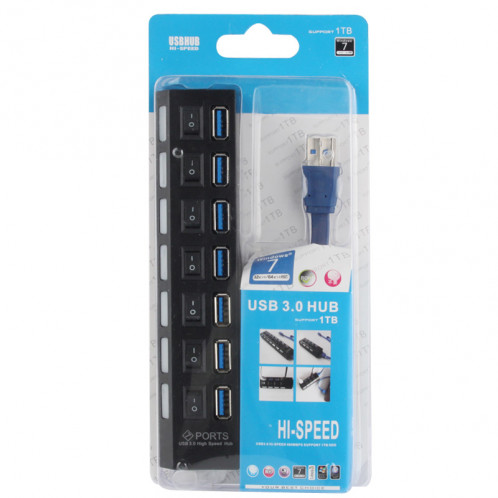 7 Ports USB 3.0 HUB, Super Vitesse 5 Gbps, Plug and Play, Support 1 To (Noir) S73017559-07