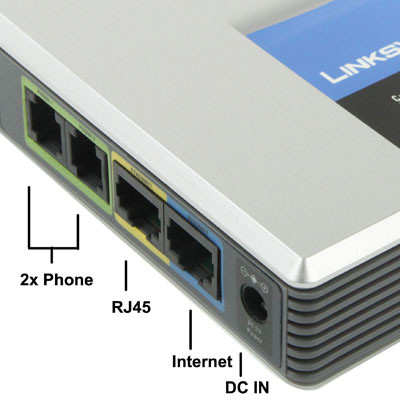 Débloqué LINKSYS SPA2102 VOIP PSTN Téléphone Adaptateur avec 2x FXS + WAN Port SU0107804-08