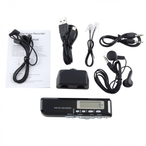 Enregistreur vocal numérique 4 Go, lecteur MP3 Dictaphone, enregistrement téléphonique par support, fonction VOX (noir) SH10311625-08