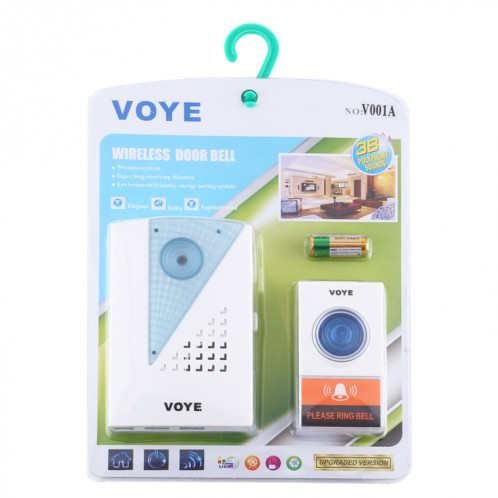 VOYE V001A Sonnette sans fil télécommandée pour musique à domicile avec 38 sons de polyphonie SV01071853-012