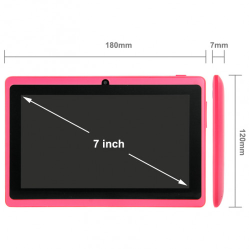 7,0 pouces Tablet PC, 512 Mo + 8 Go, Android 4.0 360 degrés de rotation du menu, Allwinner A33 Quad Core, 1,5 GHz (rose) S7703F31-015
