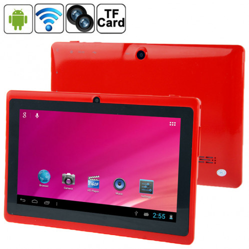 7,0 pouces Tablet PC, 512 Mo + 8 Go, Android 4.0 360 degrés de rotation du menu, Allwinner A33 Quad Core, 1,5 GHz (rouge) S7703R1422-015