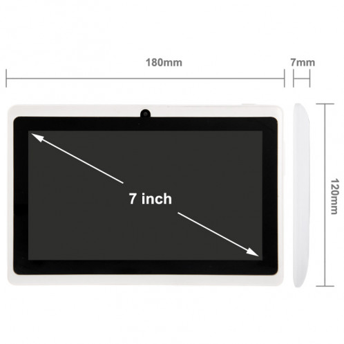 7,0 pouces Tablet PC, 512 Mo + 8 Go, Android 4.0 360 degrés de rotation du menu, Allwinner A33 Quad Core, 1,5 GHz (blanc) S7703W912-015