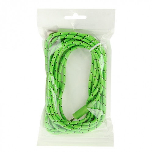 Câble de transfert de données/charge USB Micro 5 broches style filet en nylon, longueur : 3 m (vert) SH12091513-04