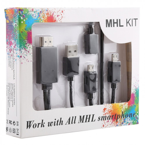 Câble adaptateur multi-usage Micro USB MHL vers HDMI HDTV de 1,8 m, prise en charge de la sortie Full HD 1080P, Câble adaptateur micro USB MHL vers HDMI HDTV multi-usage de 1,8 m, prise en charge de la sortie Full HD SH234B1188-08