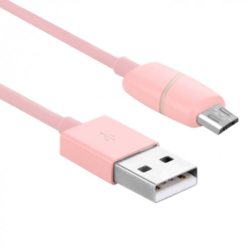 Câble de synchronisation de données Micro USB vers USB 2.0 de style boîte-cadeau de bobine circulaire 1M avec voyant LED, Pour Samsung, HTC, Sony, Huawei, Xiaomi (rose) SH066F472-09