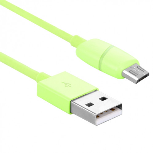 Câble de synchronisation de données Micro USB vers USB 2.0 de style boîte-cadeau de bobine circulaire 1M avec voyant LED, Pour Samsung, HTC, Sony, Huawei, Xiaomi (vert) SH066G1066-09