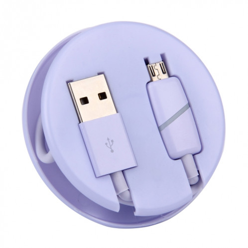 Câble de synchronisation de données Micro USB vers USB 2.0 de style boîte-cadeau de bobine circulaire 1M avec voyant LED, Pour Samsung, HTC, Sony, Huawei, Xiaomi (violet) SH066P1083-09