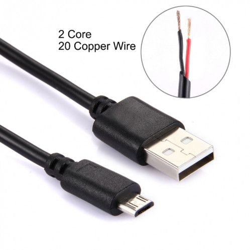 2 cœurs 20 fils de cuivre micro USB au câble de charge USB 2.0, longueur de câble: environ 30 cm SH0358538-04
