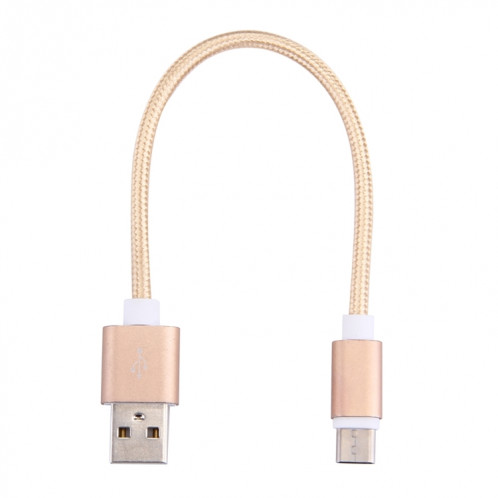 Style tissé USB-C / TYPE-C 3.1 Homme à USB 2.0 Câble de charge de la synchronisation de données masculine, Longueur du câble: 20cm (or) SH459J1106-06