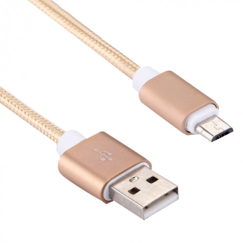 20cm 2A tête en métal tissé Micro USB vers USB V8 câble de données / chargeur, Pour Samsung / Huawei / Xiaomi / Meizu / LG / HTC et autres smartphones (or) SH477J548-06