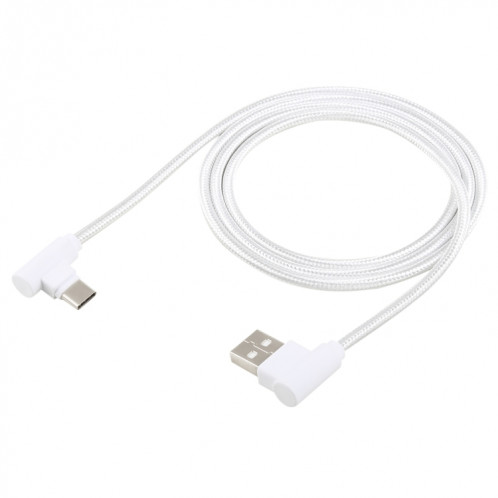 1.2m 2A 90 fils de cuivre coude tissé USB-C / Type-C 3.1 vers câble de données / chargeur USB 2.0, 1.2m 2A 90 Fils de Cuivre Coude Tissé USB-C / Type-C 3.1 vers USB 2.0 Données / Câble de Chargeur(Blanc) SH555W1240-07