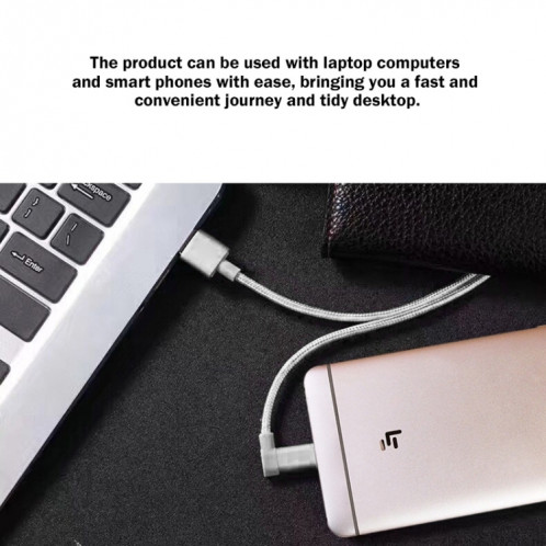 1.2m 2A 90 fils de cuivre coude tissé USB-C / Type-C 3.1 vers câble de données / chargeur USB 2.0, 1.2m 2A 90 Fils de Cuivre Coude Tissé USB-C / Type-C 3.1 vers USB 2.0 Données / Câble de Chargeur(Blanc) SH555W1240-07