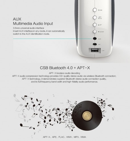 NILLKIN MC1 CE / RoHs / FCC certifié émetteur de charge sans fil standard + Bluetooth haut-parleur, , pour iPhone, Galaxy, Sony, Lenovo, HTC, Huawei, Google, LG, Xiaomi, autres smartphones SN05581232-017