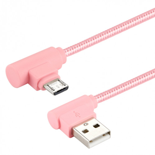 25 cm USB à micro USB Nylon Weave Style Double Cow Charging Câble, Pour Samsung / Huawei / Xiaomi / Meizu / LG / HTC et d'autres smartphones (rose) SH668F1864-06