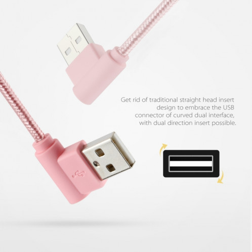 25 cm USB à micro USB Nylon Weave Style Double Cow Charging Câble, Pour Samsung / Huawei / Xiaomi / Meizu / LG / HTC et d'autres smartphones (rose) SH668F1864-06