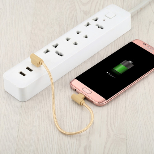 25 cm USB à micro USB Nylon Weave Style Double Cow Charging Câble, Pour Samsung / Huawei / Xiaomi / Meizu / LG / HTC et d'autres smartphones (or) SH668J1566-06