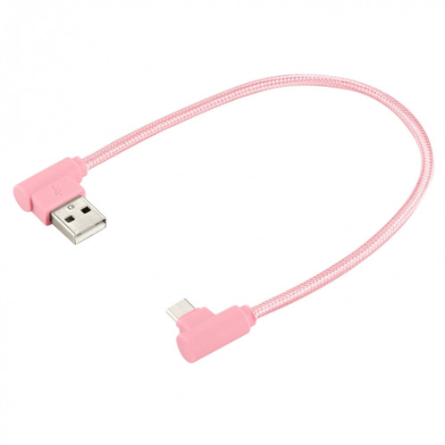 25 cm USB vers USB-C / Type-C Câble de chargement à double coude de style tissage en nylon USB-C /, Câble de chargement à double coude USB vers USB-C / Type-C de 25 cm (rose) SH669F569-06