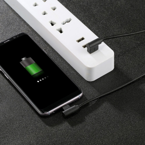 1M USB vers USB-C / Type-C Câble de chargement à double coude de style tissage en nylon, Câble de chargement à double coude USB vers USB-C / Type-C de 1 m de style tissage en nylon (noir) SH675B1294-06