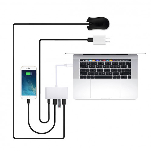 4 en 1 3 x ports USB 3.0 et adaptateur de répartiteur mâle USB-C / type-C femelle vers USB-C / type-C (argent) SH733S1084-09