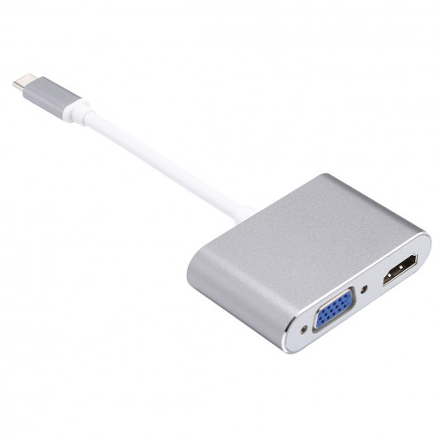 Adaptateur diviseur de concentrateur mâle 2 en 1 VGA et HDMI vers USB-C / Type-C (gris) SH734H705-010