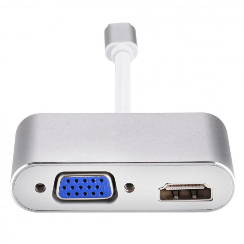 Adaptateur diviseur de concentrateur mâle 2 en 1 VGA et HDMI vers USB-C / Type-C (gris) SH734H705-010