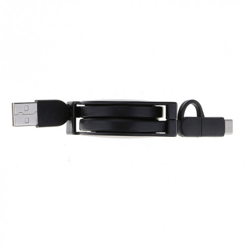 Câble de chargement de synchronisation de données Micro USB vers Type-C rétractable de 1 m 2A deux en un, Pour Galaxy, Huawei, Xiaomi, LG, HTC et autres téléphones intelligents, appareils rechargeables (noir) SH217B1227-08