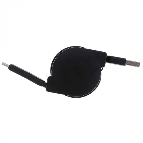 Câble de chargement de synchronisation de données Micro USB vers Type-C rétractable de 1 m 2A deux en un, Pour Galaxy, Huawei, Xiaomi, LG, HTC et autres téléphones intelligents, appareils rechargeables (noir) SH217B1227-08