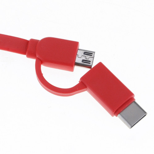 Câble de chargement de synchronisation de données Micro USB vers Type-C rétractable de 1 m 2A deux en un, Pour Galaxy, Huawei, Xiaomi, LG, HTC et autres téléphones intelligents, appareils rechargeables (rouge) SH217R402-08