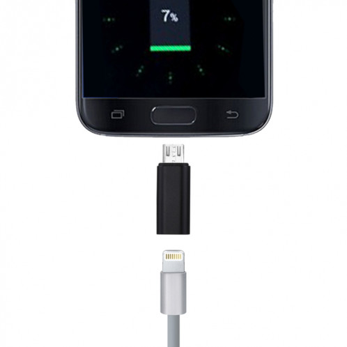 Adaptateur de coque métallique 8 broches femelle vers micro USB mâle, Pour Samsung / Huawei / Xiaomi / Meizu / LG / HTC et autres smartphones (noir) SH257B1985-05
