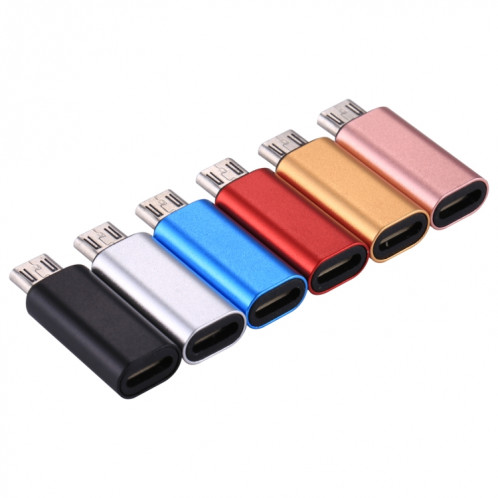 Adaptateur de coque métallique 8 broches femelle vers micro USB mâle, Pour Samsung / Huawei / Xiaomi / Meizu / LG / HTC et autres smartphones (noir) SH257B1985-05