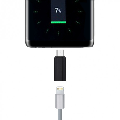 Adaptateur de coque métallique mâle 8 broches femelle vers USB-C / Type-C, Adaptateur de coque métallique mâle 8 broches vers USB-C / Type-C (noir) SH258B46-07