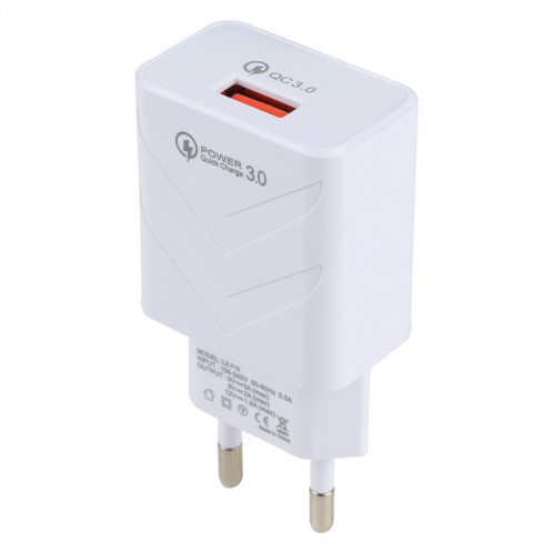 LZ-715 18W QC3.0 Chargeur de voyage rapide à port unique USB, fiche de l'UE (blanc) SH527W1640-07